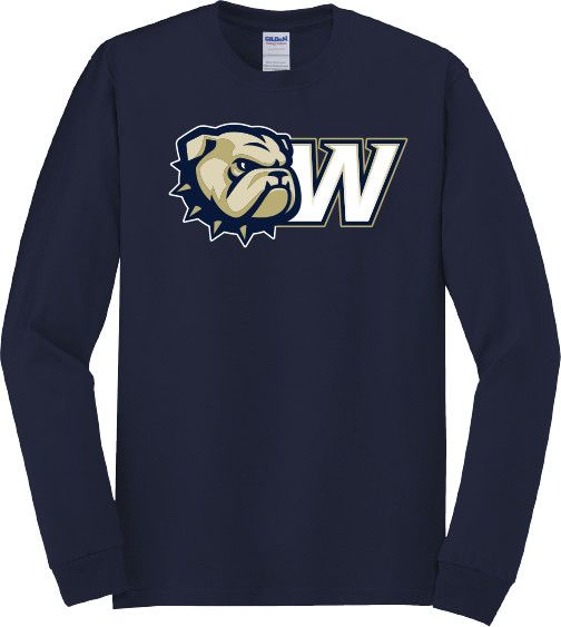 Navy Dog Head W Long Sleeve T Shirt, Size: SM