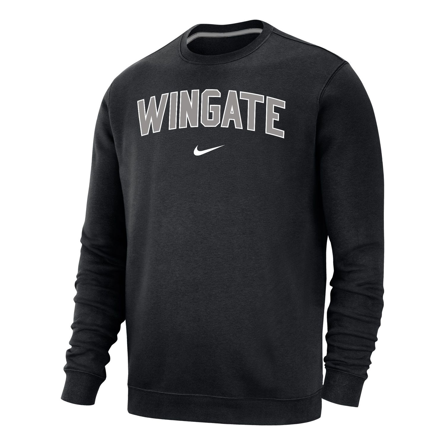Black Wingate Club Fleece PO Crewneck Sweatshirt, Size: MD