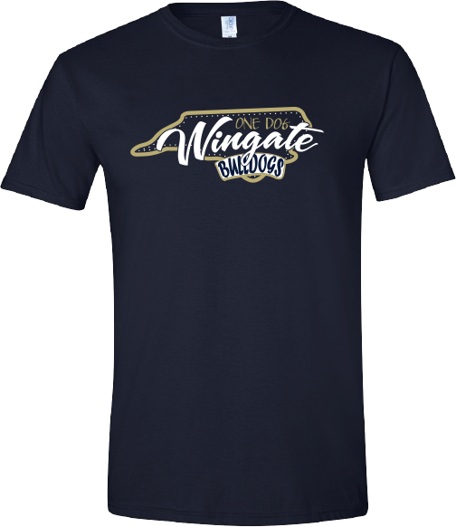 Navy One Dog Wingate Bulldogs State Short Sleeve T Shirt