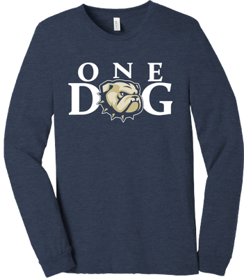 Navy Heather One Dog Head Long Sleeve T Shirt