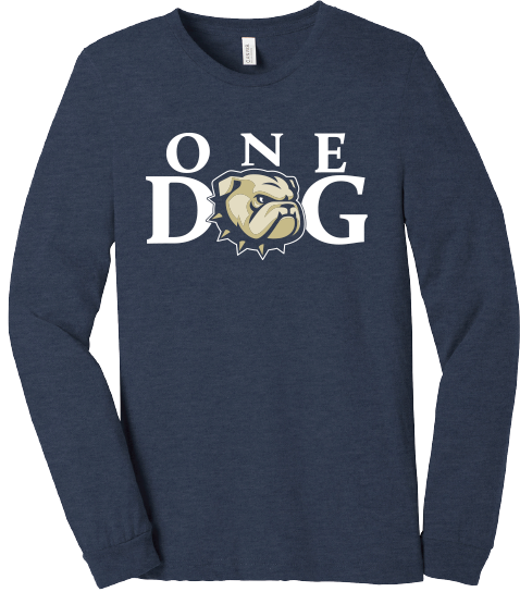 Navy Heather One Dog Head Long Sleeve T Shirt
