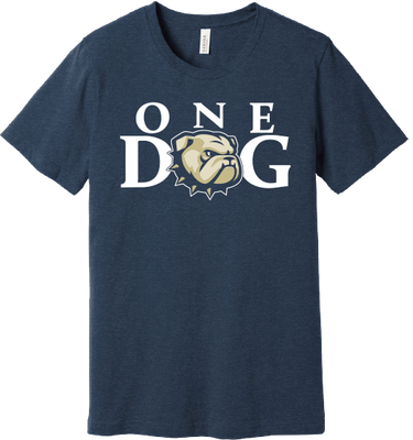 Navy Heather One Dog Head Short Sleeve T Shirt