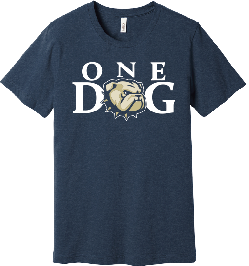 Navy Heather One Dog Head Short Sleeve T Shirt