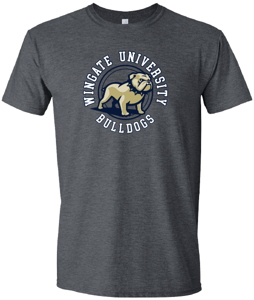 Grey Wingate University Bulldogs Full Standing Dog In Circle Short Sleeve T Shirt