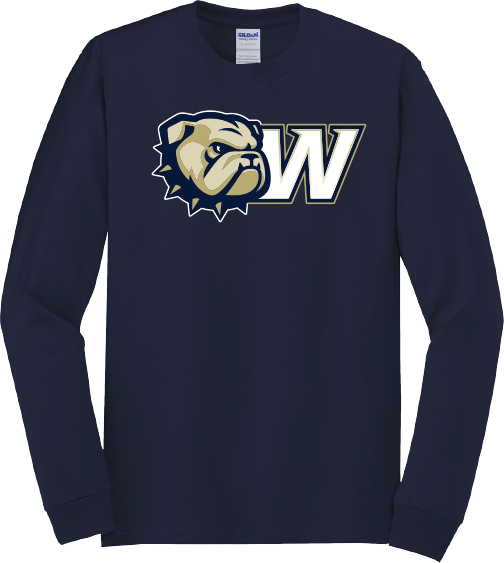 Navy Dog Head W Long Sleeve T Shirt