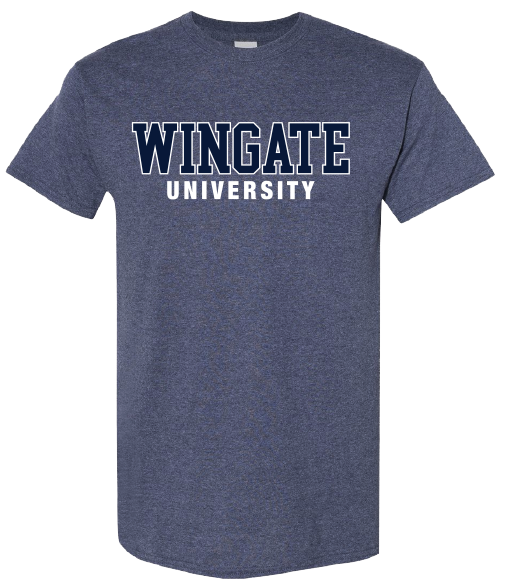 Navy Heather Wingate University Short Sleeve T Shirt 
