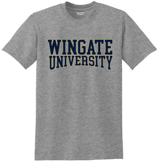 Grey Wingate University Curved Outlined Short Sleeve T Shirt