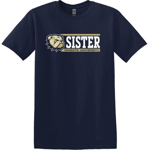 Navy Dog Head Sister Wingate University Short Sleeve T Shirt, Size: SM