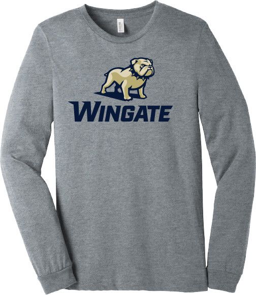 Grey Full Standing Dog Over Wingate Long Sleeve T Shirt, Size: SM