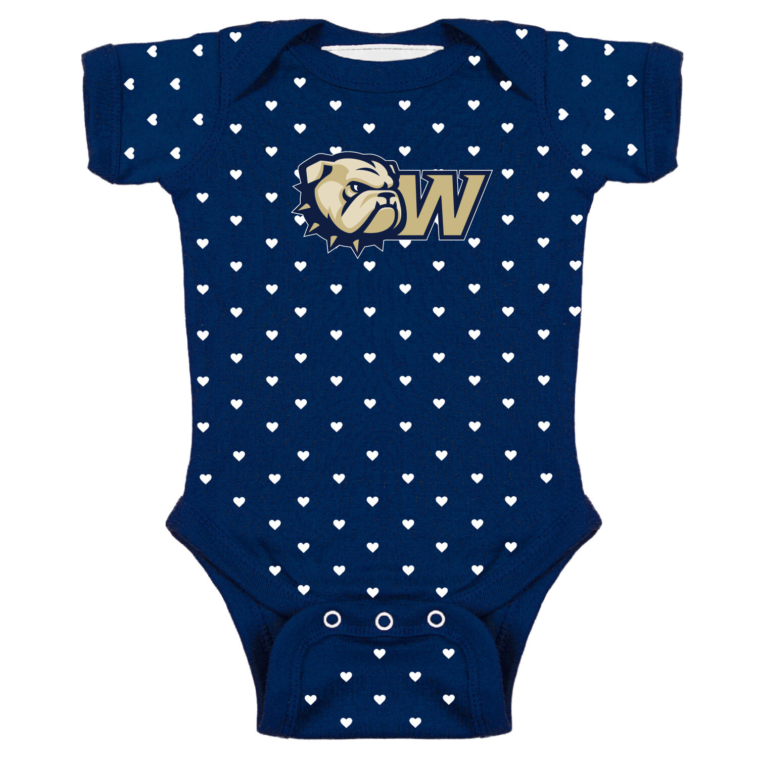 Infant Navy Dog Head W Lap Shoulder Heart Creeper