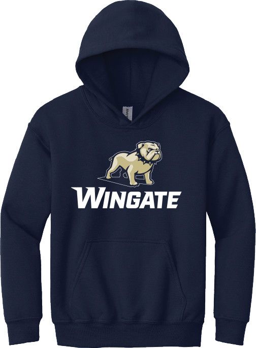 Youth Navy Full Standing Dog over Wingate Hoodie Sweatshirt, Size: SM