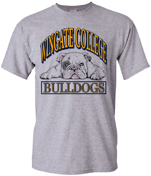 Grey Wingate College Bulldogs Vintage Short Sleeve T Shirt