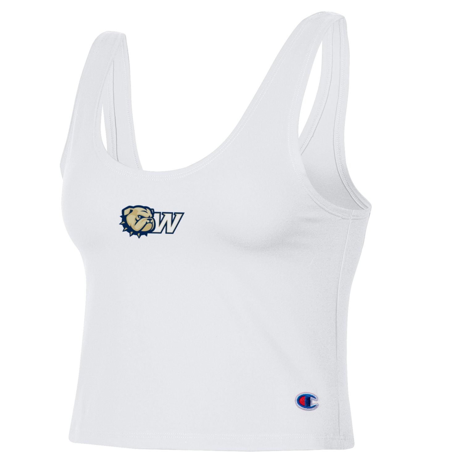 Ladies White Dog Head W Scoop Neck Crop Cami Tank, Size: SM