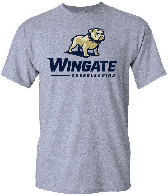 Grey Full Standing Dog Over Wingate Cheerleading Short Sleeve T Shirt, Size: SM