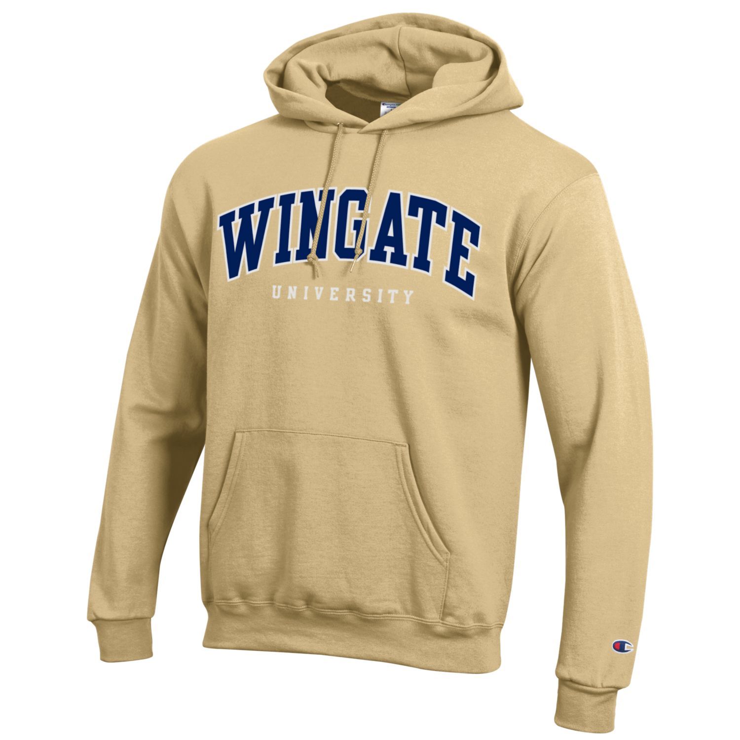 Vegas Gold Powerblend Fleece Wingate University Tackle Twill Hoodie Sweatshirt, Size: SM