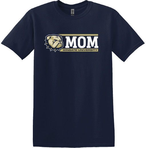 Navy Dog Head Mom Wingate University Short Sleeve T Shirt, Size: SM