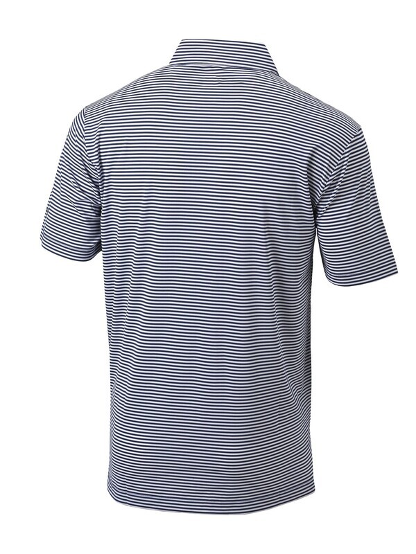 Navy White Striped  Embroidered Dog Head Wingate Omni-Wick Club Invite Polo
