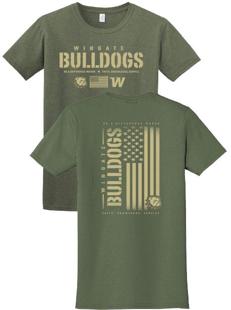 Military Olive Softstyle Wingate Bulldogs USA Short Sleeve T Shirt, Size: SM