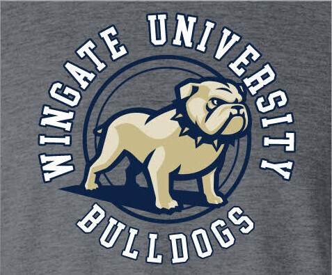 Grey Wingate University Bulldogs Full Standing Dog In Circle Short Sleeve T Shirt