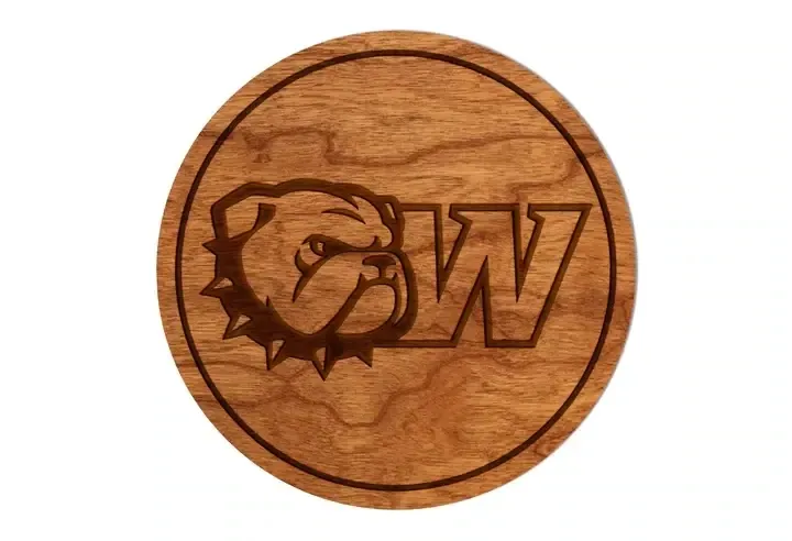 Single Dog Head W Cherry Wood Coaster