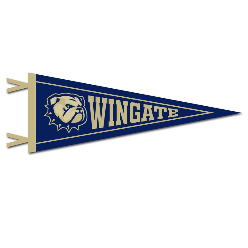 9" x 24" Navy Dog Head Bulldogs Wingate Pennant
