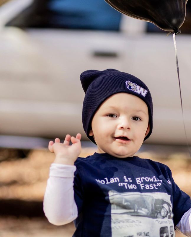 Navy Knit Dog Head W Beanie Hat