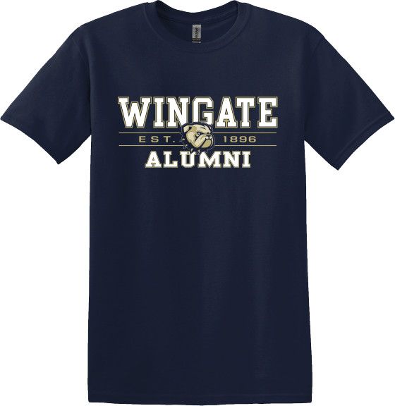 Navy Wingate Dog Head Est 1896 Alumni Short Sleeve T Shirt, Size: SM