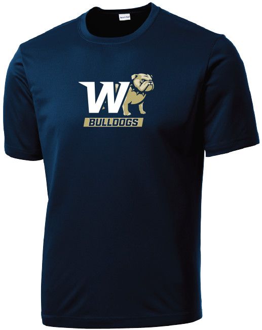 Navy Full Standing Dog Behind W Drifit Short Sleeve T Shirt, Size: MD