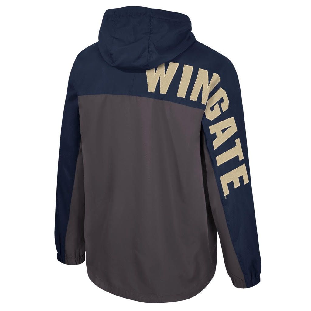 Navy Charcoal Dog Head Wingate Gives Back 1/2 Zip Anorak Jacket, Size: LG