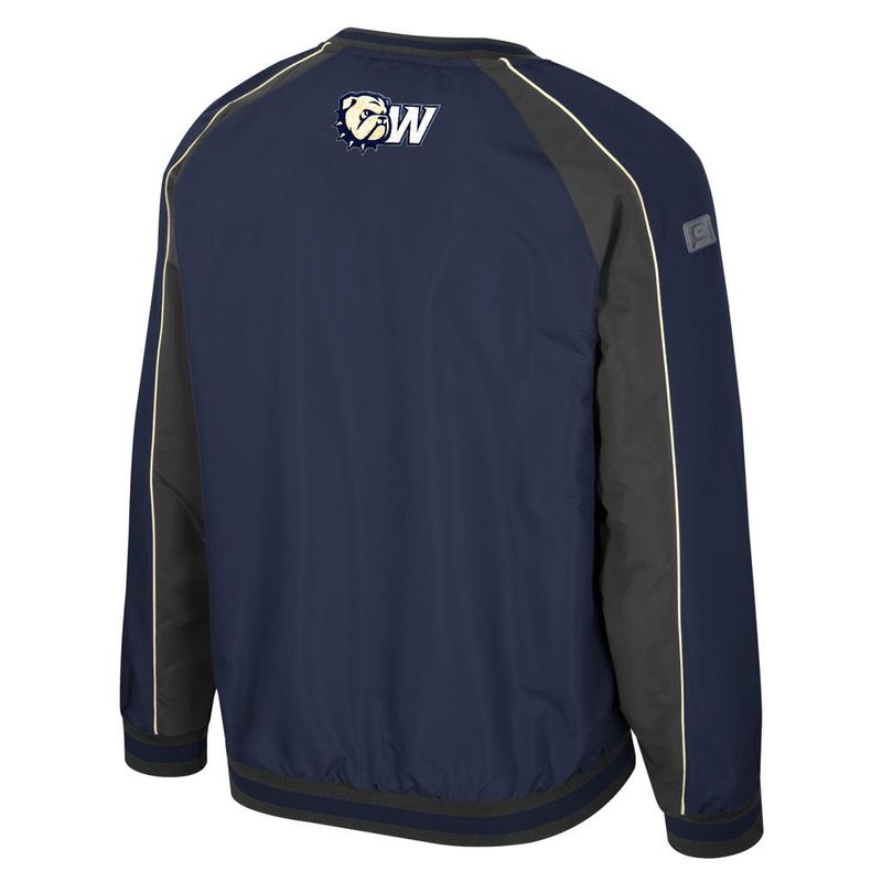 Navy Grey Dog Head Wingate Bulldogs Goes America Coach Pullover Vneck Jacket