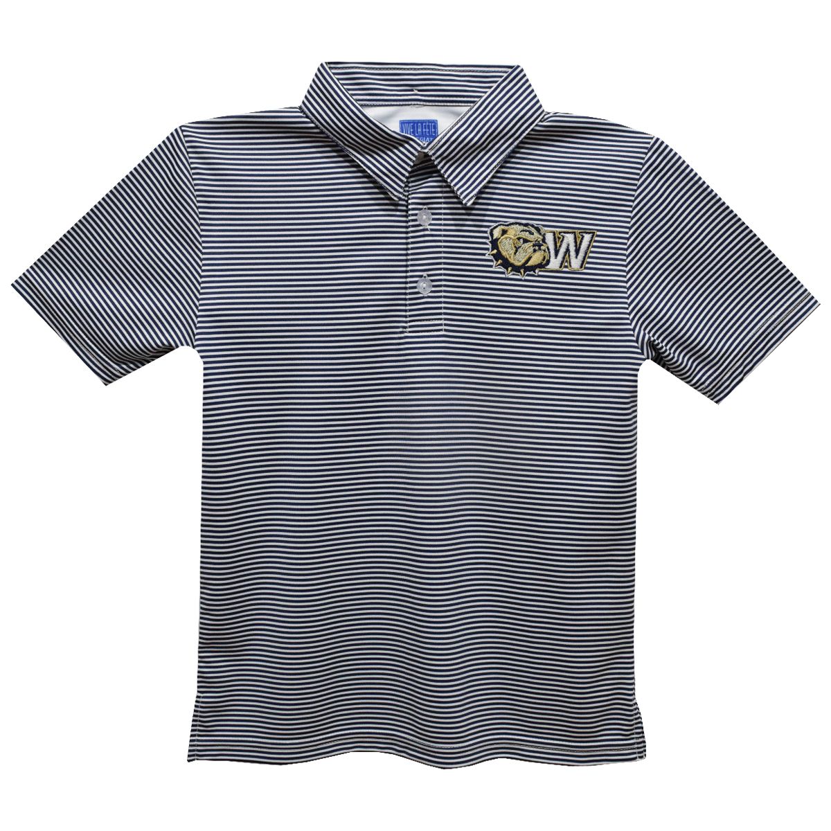 Youth Embroidered Dog Head W Pencil Stripe Short Sleeve Performance Polo, Size: XS