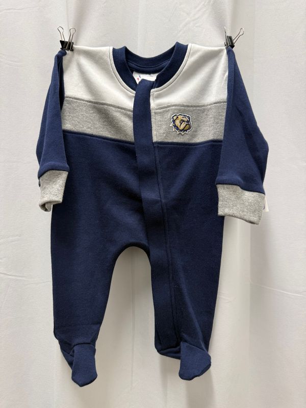 Infant Navy Dog Head Color Block Footed Creeper