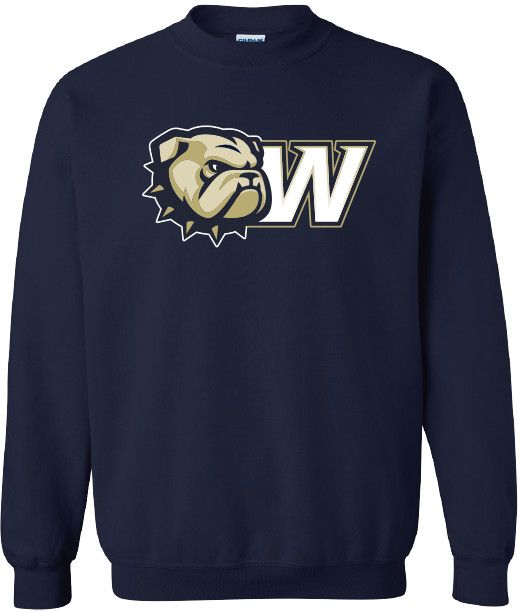 Navy Dog Head W Crewneck Sweatshirt, Size: SM