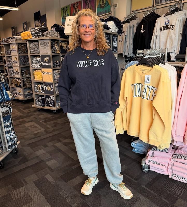 Ladies Navy Wingate Chenille 1636 Boxy Crewneck Sweatshirt