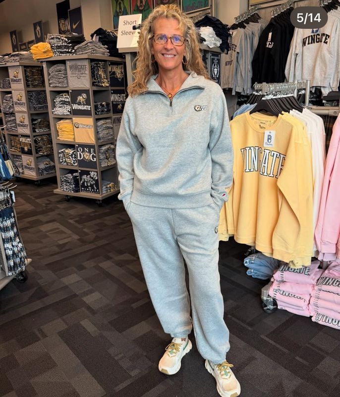 Ladies Grey Dog Head W Embroidered 1991 Sueded Fleece Elastic Bottom Sweatpant