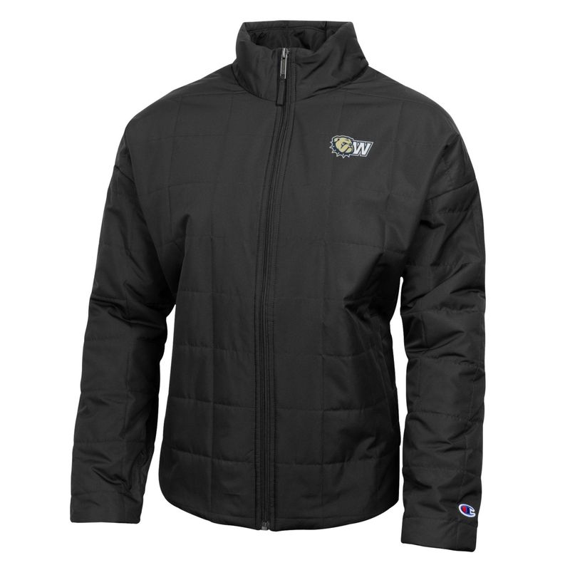 Ladies Black Dog Head W Womens Quilted Puffer Jacket