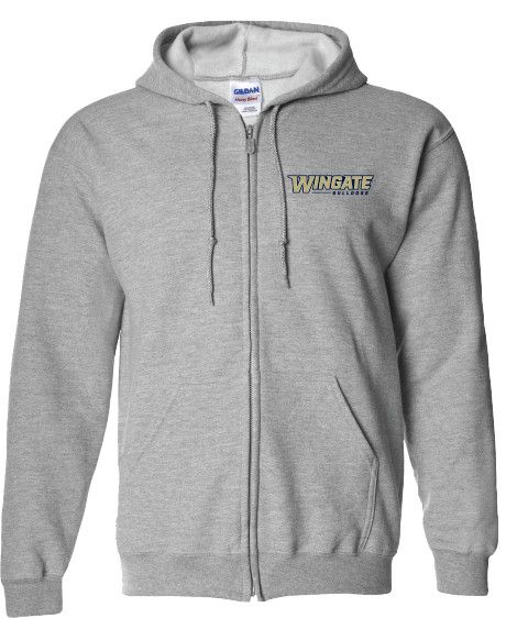 Grey Wingate Bulldogs Dog Head W Full Zip Hoodie Sweatshirt Jacket