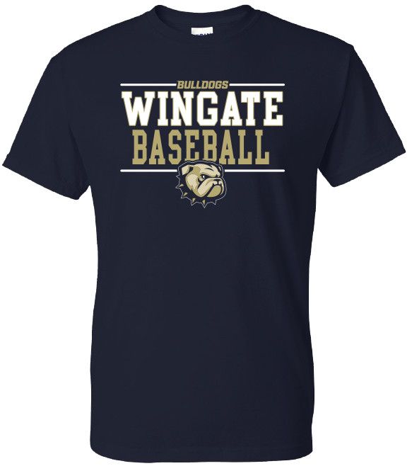 Navy Bulldogs Wingate Baseball Dog Head Short Sleeve T Shirt, Size: SM