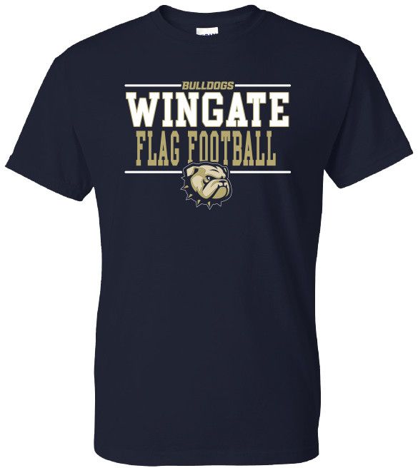 Navy Bulldogs Wingate Flag Football Dog Head Short Sleeve T Shirt, Size: SM