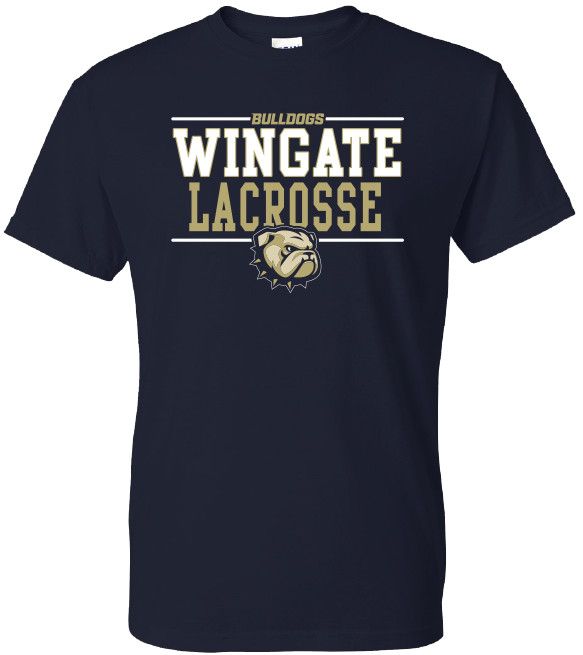 Navy Bulldogs Wingate Lacrosse Dog Head Short Sleeve T Shirt, Size: SM