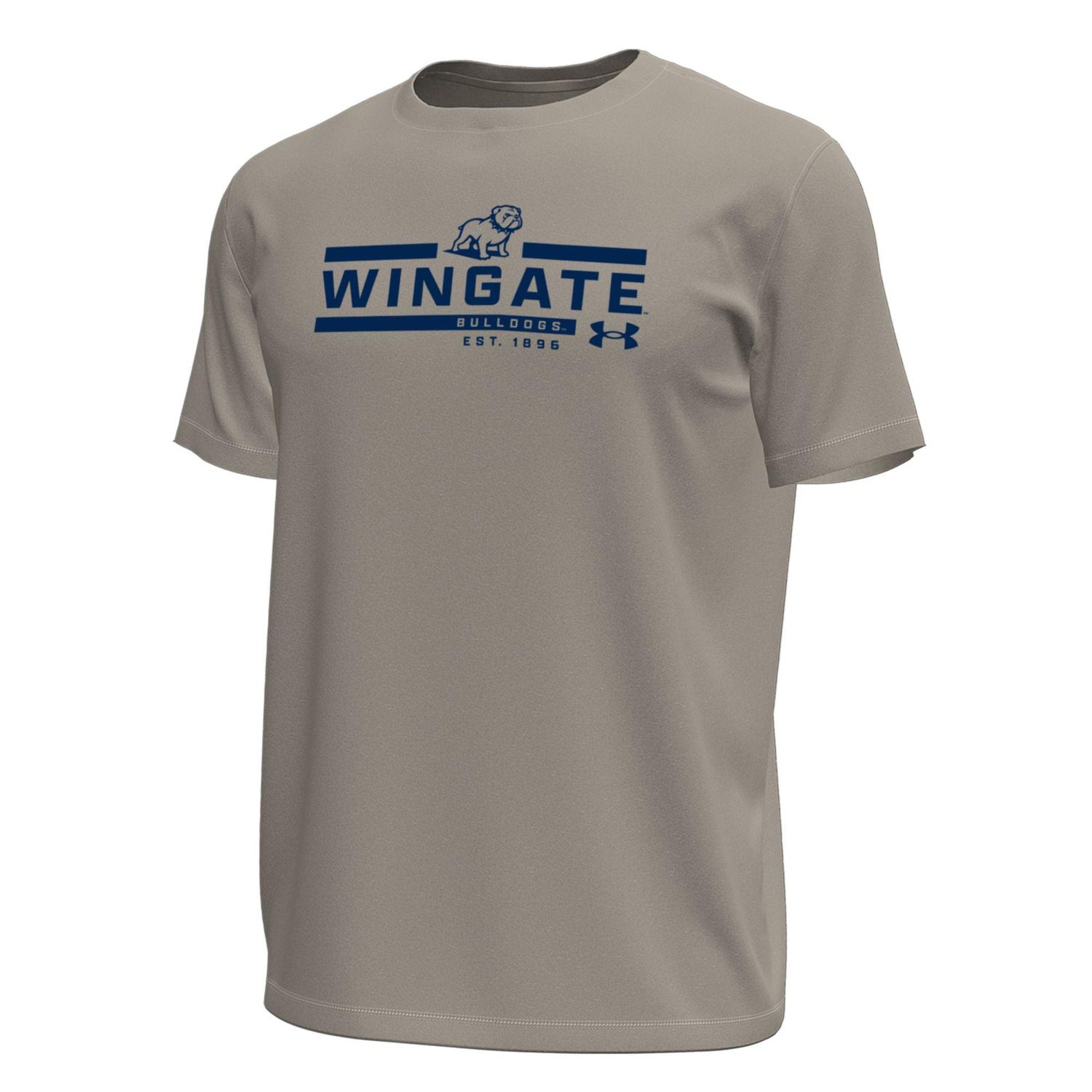 Taupe Full Dog Wingate Bulldogs Est 1896 Tech Stretch Drifit Short Sleeve T Shirt, Size: MD