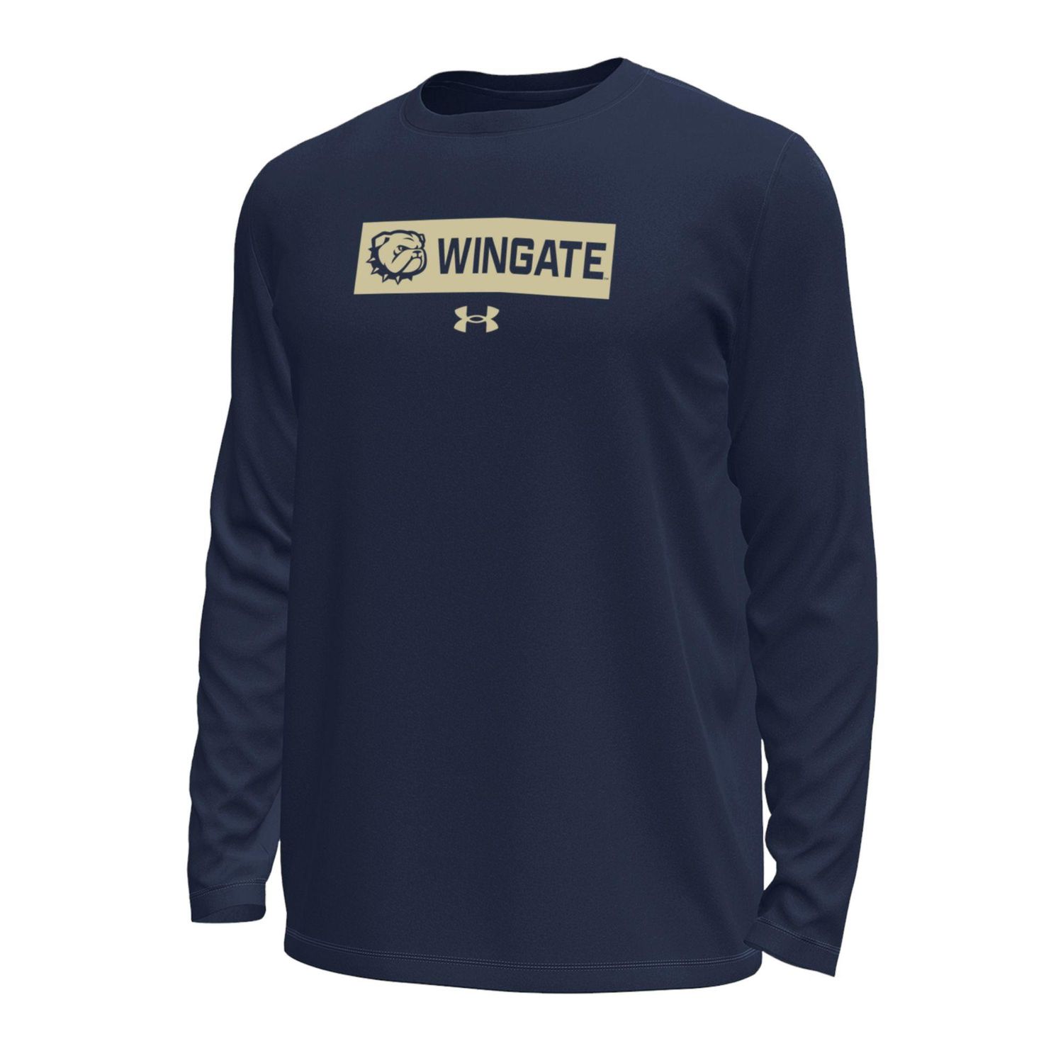 Navy Dog Head Wingate Tech Stretch Drifit Long Sleeve T Shirt, Size: LG