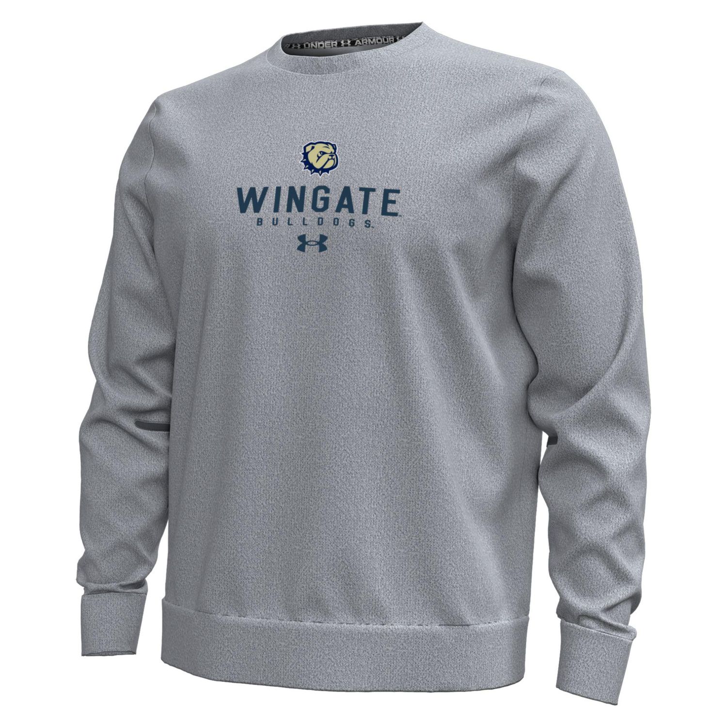 Grey Dog Head Wingate Bulldogs Embroidered Unstoppable Fleece Crewneck, Size: LG