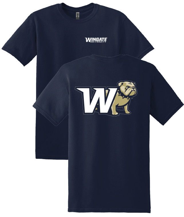 Navy Wingate University W 1/2 Standing Dog Back Short Sleeve T Shirt, Size: SM