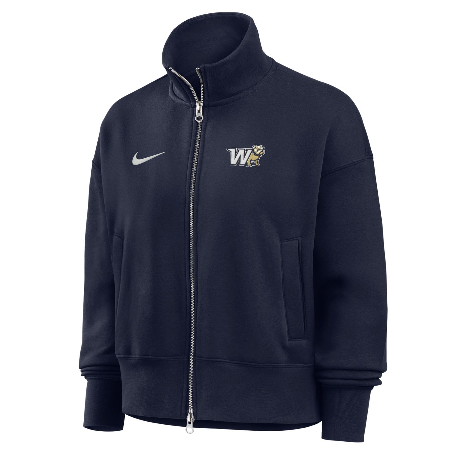 Ladies Navy Dog Head W Phoenix Fleece Track Jacket, Size: MD