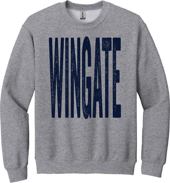 Grey Oversized Font Wingate Crewneck Sweatshirt, Size: SM