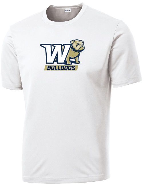 White Full Standing Dog Behind W Drifit Short Sleeve T Shirt, Size: LG