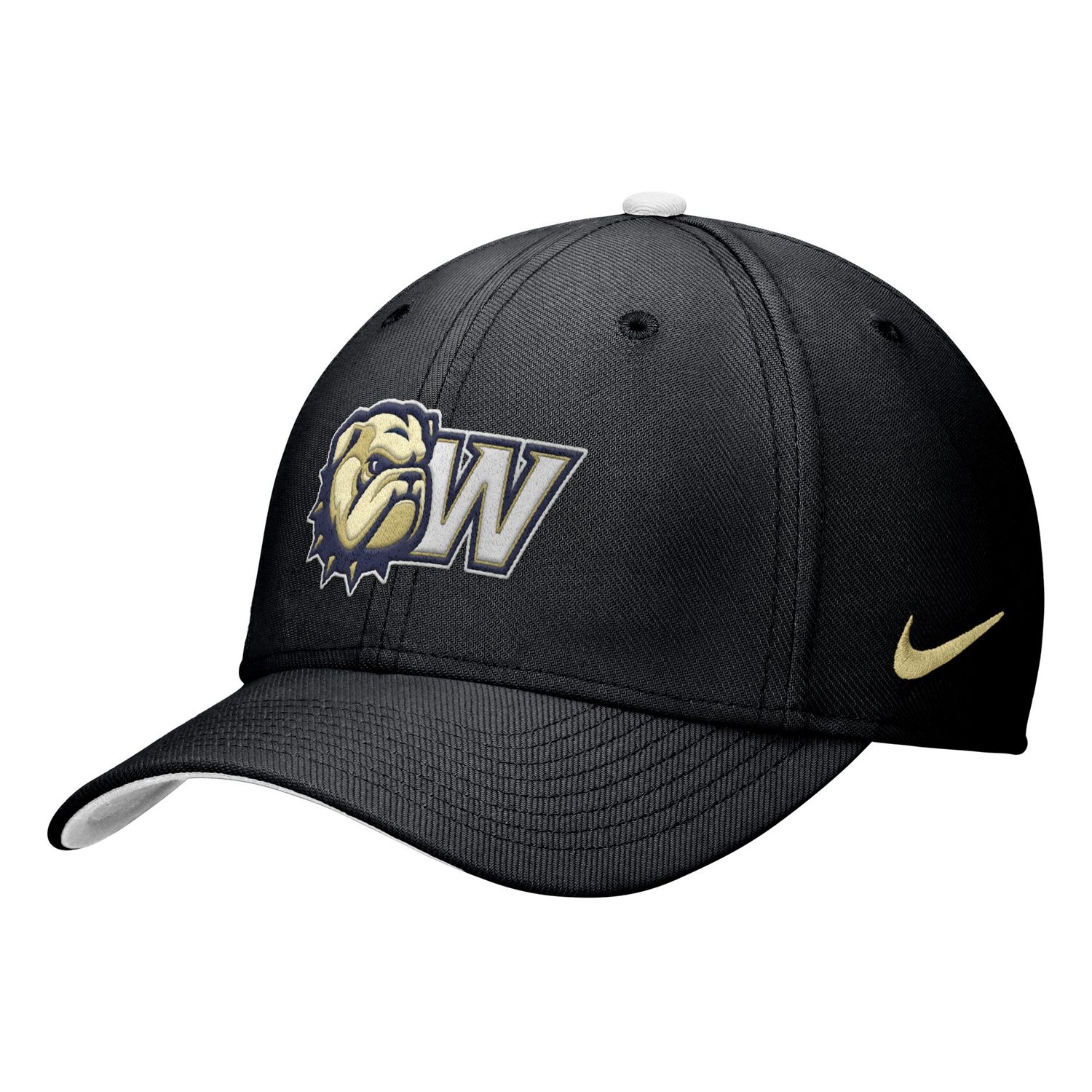 Black Dog Head W Wingate 6 Panel Drifit Structured Rise Swoosh Flex Fit Hat, Size: SM/MD