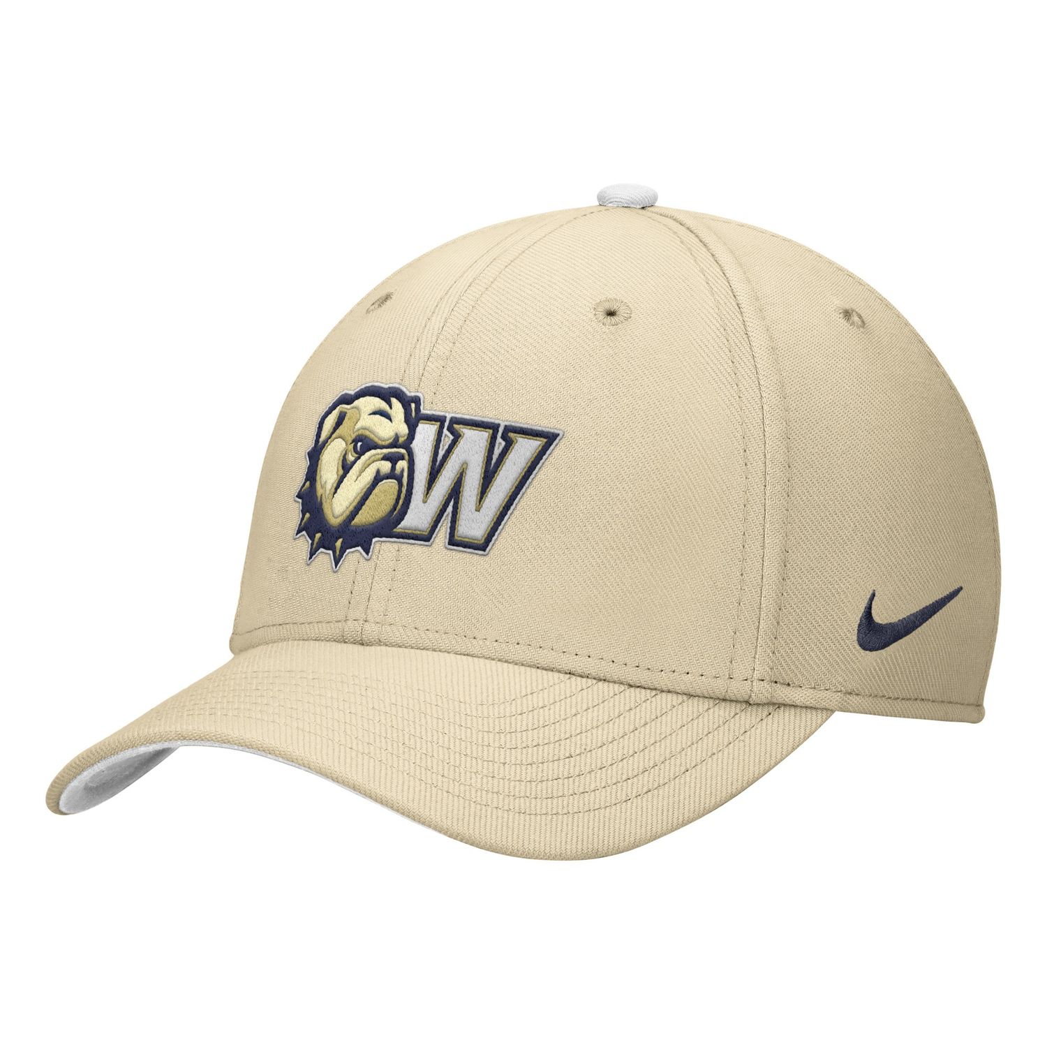 Vegas Gold Dog Head W Wingate 6 Panel Drifit Structured Rise Swoosh Flex Fit Hat, Size: SM/MD