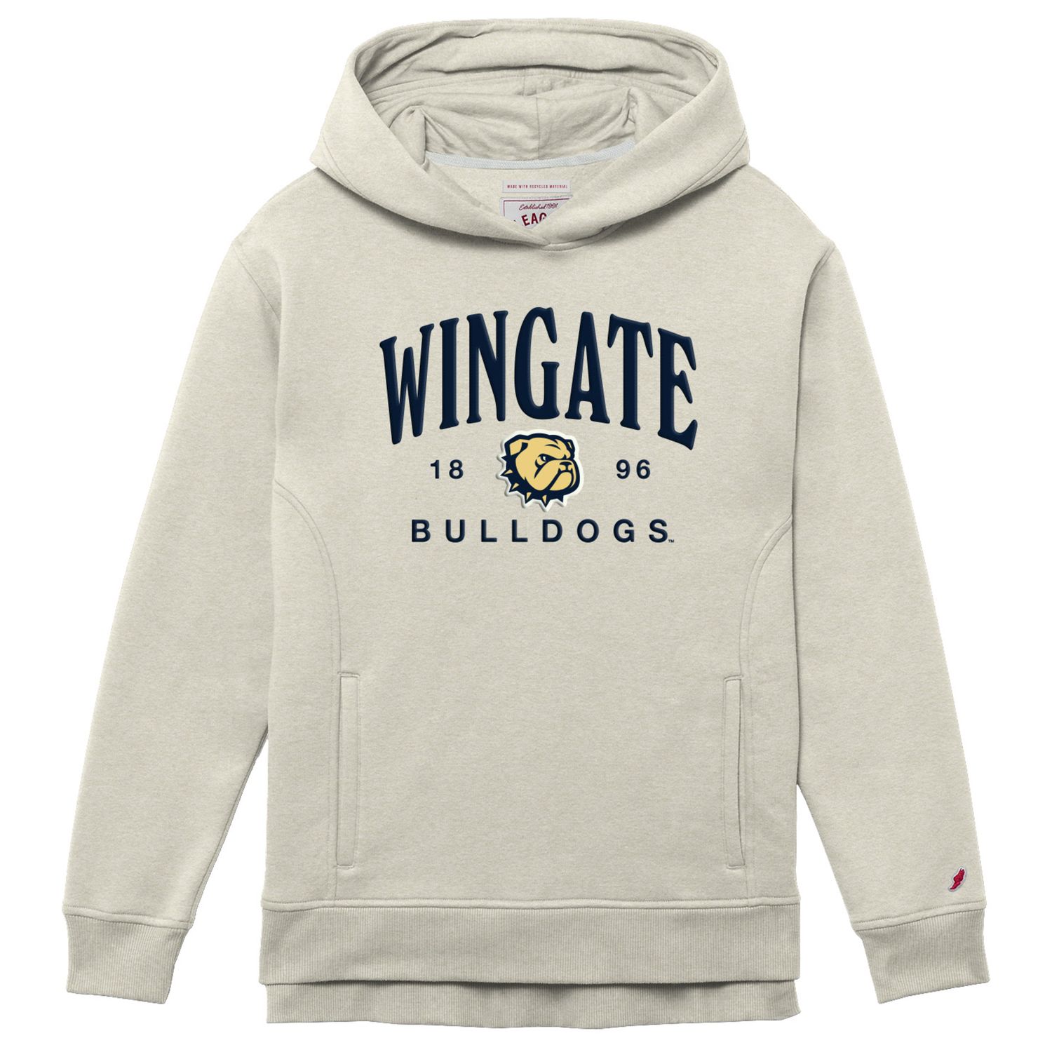 Ladies Oatmeal Wingate Dog Head 1896 Bulldogs 1991 Hoodie Sweatshirt, Size: SM